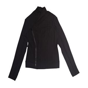 Lululemon Bhakti Jacket Womens 4 Black Yoga Athletic Asymmetric Zip Moto Wrap